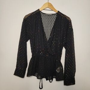 Oliver Bonas Sheer Wrap Top Size UK 10